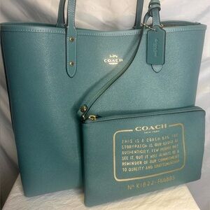 COACH Reversible City Carryall Tote; Teal & Signature Ombré